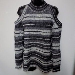 ii Sisters cold shoulder striped sweater